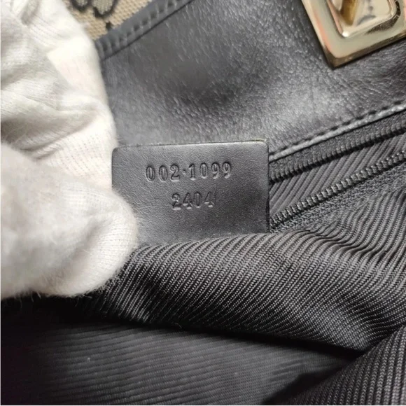 Gucci Tote Bag Black Vintage GG Monogram Canvas with Leather Trim EUC - Picture 5 of 5